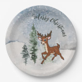 雪の多い森とベビー ペーパープレート (正面)