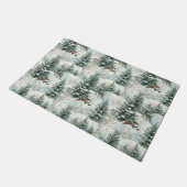 雪の多い森と松の木のクリスマスパターン ドアマット (アングル)