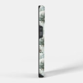 雪の多い森と松の木のクリスマスパターン iPhoneケース (右側面)