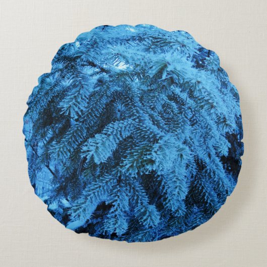 雪の多い森のトウヒ ラウンドクッション (正面)