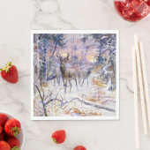 雪の多い森の中の鹿(冬の季節) スタンダードランチョンナプキン (インサイチュ)