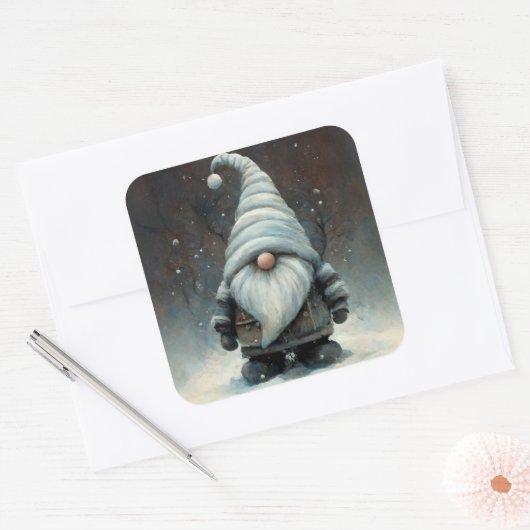 雪の多い森の冬の格言 スクエアシール (封筒)