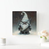 雪の多い森の冬の格言 スクエア壁時計 (ホーム)