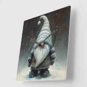 雪の多い森の冬の格言 スクエア壁時計 (傾斜)