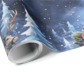 雪の多い森をサンタと一緒に行く魔法の冬のライド ラッピングペーパー (ロールコーナー)