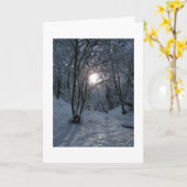 雪の多い森林の歩道 カード (黄色い花)