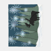 雪の多い森静かのムース フリースブランケット (正面)