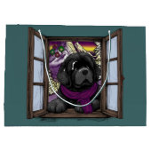 雪の多い窓の子犬 ラージペーパーバッグ (裏面)