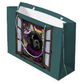 雪の多い窓の子犬 ラージペーパーバッグ (裏面アングル)