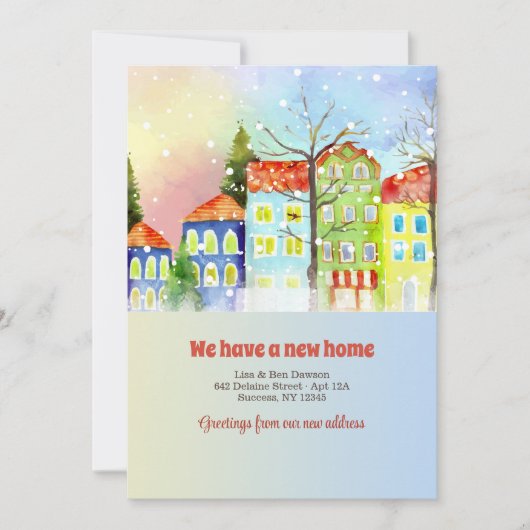 雪の多い近隣地域の動く発表 案内状 (正面)