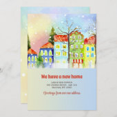 雪の多い近隣地域の動く発表 案内状 (正面/裏面)