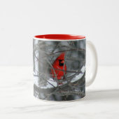 雪の多い（鳥）ショウジョウコウカンチョウ ツートーンマグカップ (正面右)