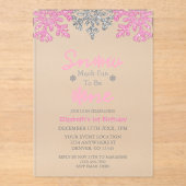 雪の多くのおもしろいの1冬の1日の誕生日 アクリル招待状 (正面)