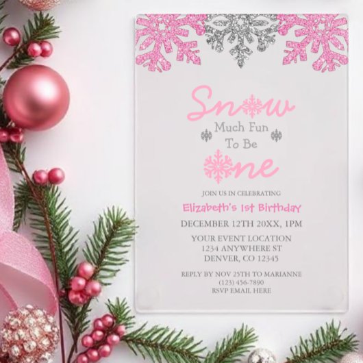 雪の多くのおもしろいの1冬の1日の誕生日 アクリル招待状