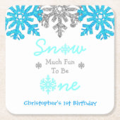雪の多くのおもしろいの1冬の1日の誕生日 スクエアペーパーコースター (正面)