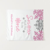 雪の多くのおもしろいの1冬の1日の誕生日 タペストリー (正面(横))