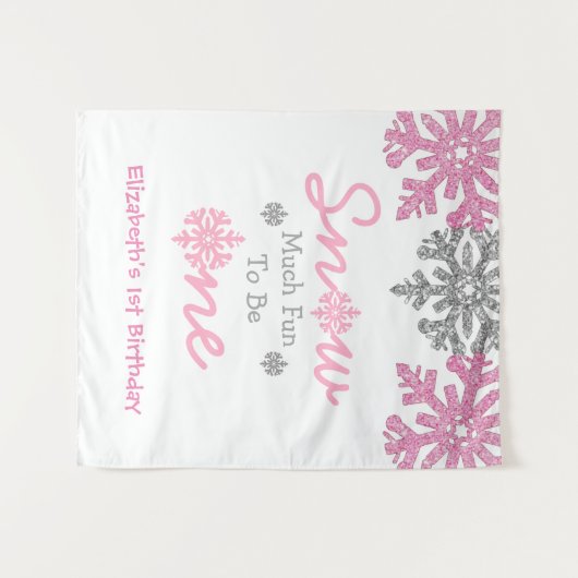 雪の多くのおもしろいの1冬の1日の誕生日 タペストリー (正面(横))