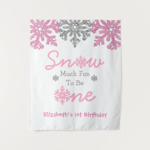 雪の多くのおもしろいの1冬の1日の誕生日 タペストリー