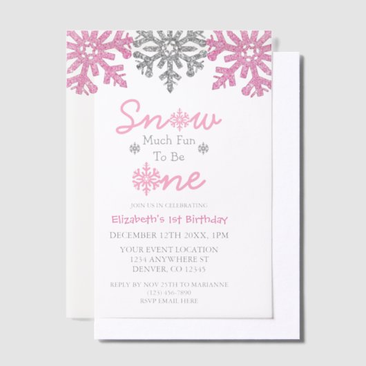 雪の多くのおもしろいの1冬の1日の誕生日 ベラム紙招待状 (オフセット)