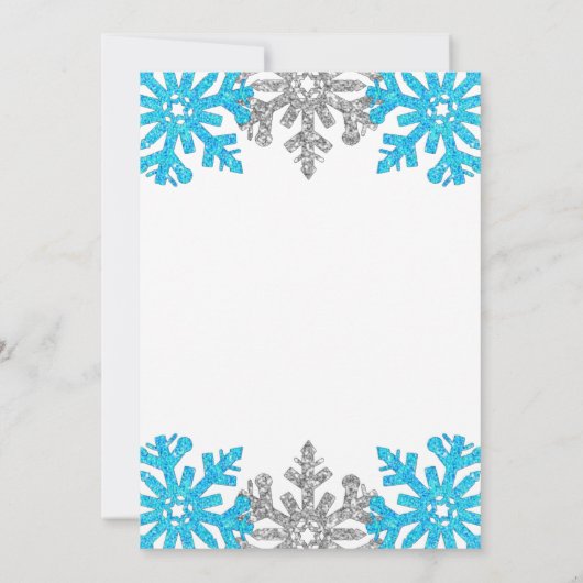 雪の多くのおもしろいの1冬の1日の誕生日 招待状 (裏面)