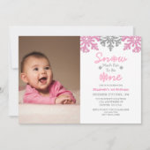 雪の多くのおもしろいの1冬の1日の誕生日 招待状 (正面)