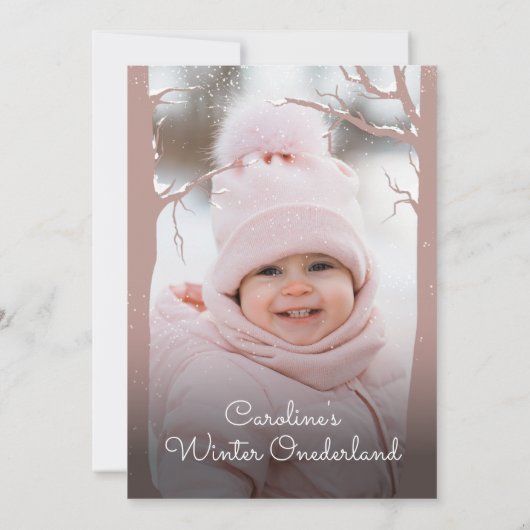 雪の多くのおもしろいを1つのミュート色の写真 招待状 (裏面)