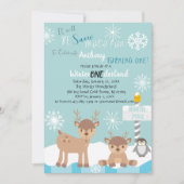 雪の多くのおもしろいターン1つの誕生日招待状 招待状 (正面)