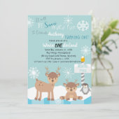 雪の多くのおもしろいターン1つの誕生日招待状 招待状 (スタンド正面)