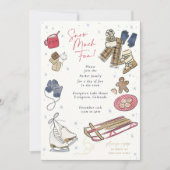 雪の多くのおもしろい冬のパーティー水の色招待状 シーズンカード (正面)