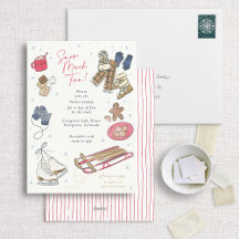 雪の多くのおもしろい冬のパーティー水の色招待状