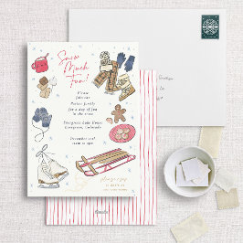 雪の多くのおもしろい冬のパーティー水の色招待状 シーズンカード