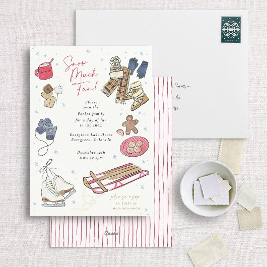 雪の多くのおもしろい冬のパーティー水の色招待状 シーズンカード