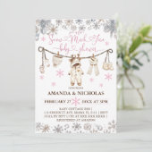 雪の多くのおもしろい冬の女の子の赤ちゃんシャワー 招待状 (スタンド正面)