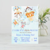 雪の多くのおもしろい少年の冬の誕生日の招待。 招待状 (スタンド正面)