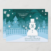 雪の多くのおもしろい誕生日パーティーの招待 招待状 (正面/裏面)