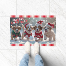 雪の多くのおもしろい遊子犬のクリスマス