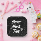 雪の多くのおもしろい雪の黒 ペーパープレート (パーティー)