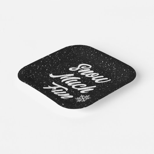 雪の多くのおもしろい雪の黒 ペーパープレート (傾斜あり)