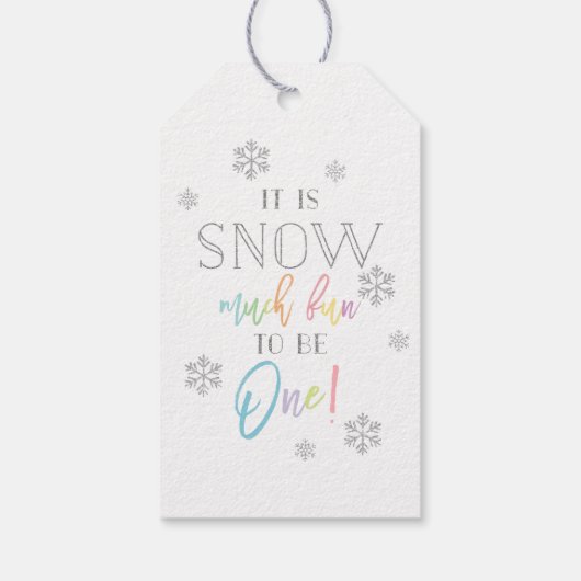 雪の多くのおもしろい | Silver Rainbow First誕生日 ギフトタグ (裏面)