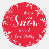 雪の多くの冬の雪の赤ありがとう ラウンドシール (正面)