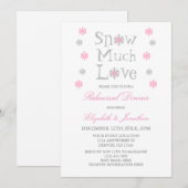 雪の多くの愛スノーフレーク冬のリハーサルディナー 招待状 (正面/裏面)
