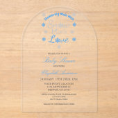 雪の多くの愛冬のスノーフレーク赤ちゃんシャワー アクリル招待状 (正面)