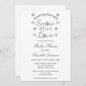 雪の多くの愛冬のスノーフレーク赤ちゃんシャワー 招待状 (正面/裏面)