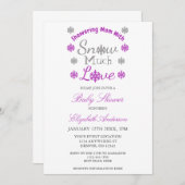 雪の多くの愛冬のスノーフレーク赤ちゃんシャワー 招待状 (正面/裏面)