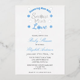 雪の多くの愛冬のスノーフレーク赤ちゃんシャワー 箔招待状