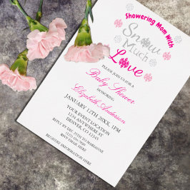 雪の多くの愛冬のスノーフレーク赤ちゃんシャワー 箔招待状