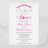 雪の多くの愛冬のスノーフレーク赤ちゃんシャワー 箔招待状 (正面)