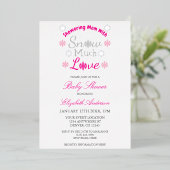 雪の多くの愛冬のスノーフレーク赤ちゃんシャワー 箔招待状 (立ち正面)