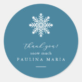 雪の多くの青い冬ありがとうキンセアニェラ ラウンドシール (正面)