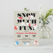 雪の多モダンいおもしろいポーラベア誕生日パーティー 招待状 (スタンド正面)